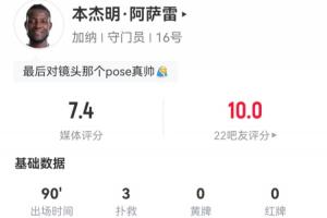 加纳守门员转会费仅10万欧元，全场扑出3球助球队与首发价值7亿的英格兰战平